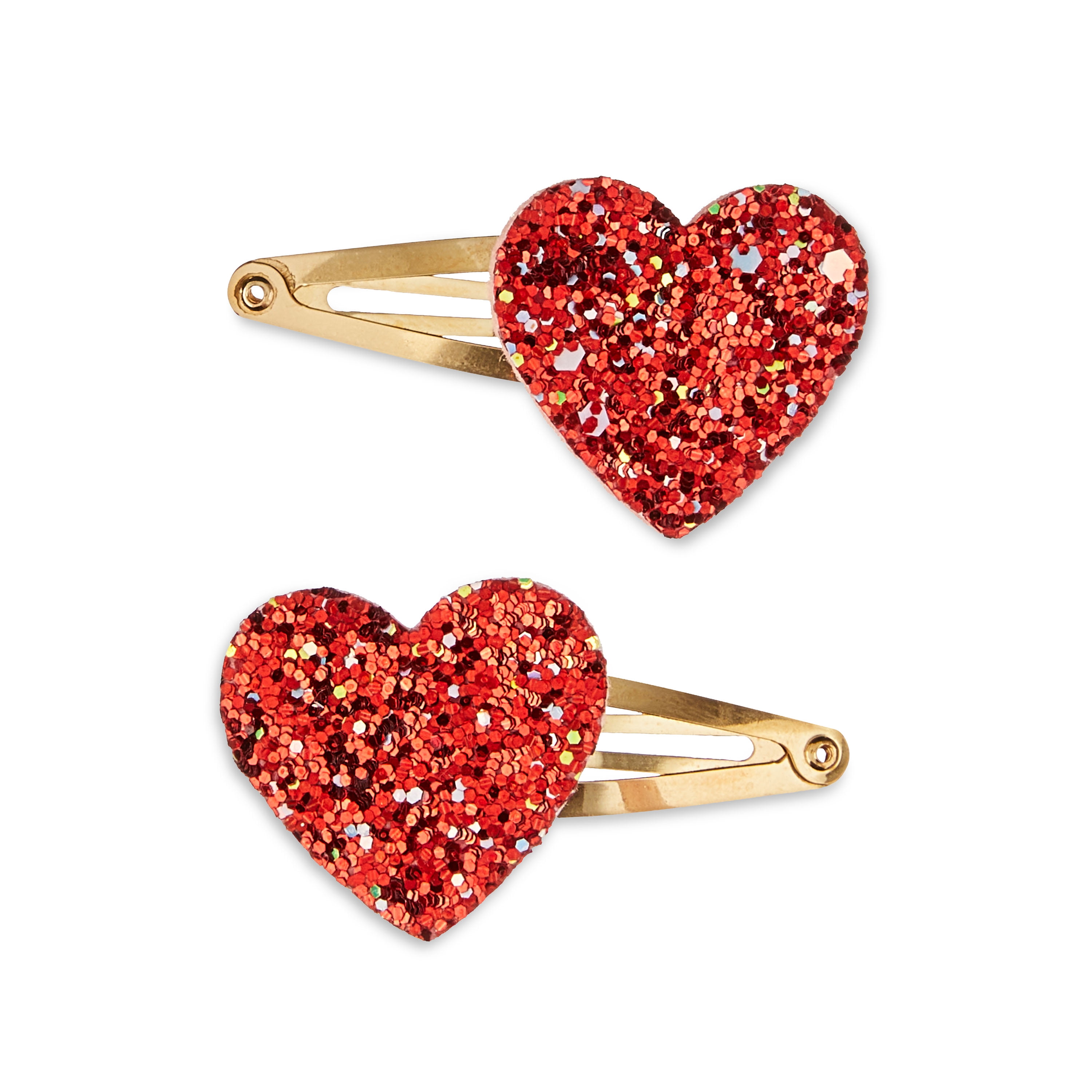 Valentine's Day Glitter Heart Hair Clips., Ages 3+, 2 Pack, by Way To