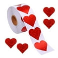 thumbnail image 1 of Valentine's Day Glitter Heart Stickers Roll, 1" Heart Labels 500 per Roll, Romantic Heart Decorative Stickers, for Valentine's Day Weddings Anniversaries Scrapbooking Crafts Decor, 1 of 1