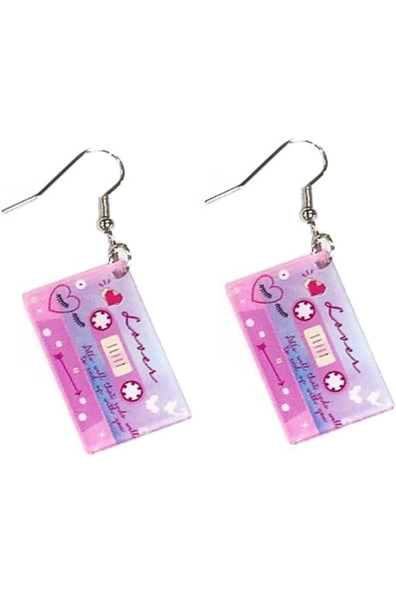 Valentine's Day Glitter Sweet Love Heart Butterfly Flamingo Letter Hot Pink Acrylic Drop Dangle Resin Earrings Birthday Cute Jewelry for Girlfriend Women