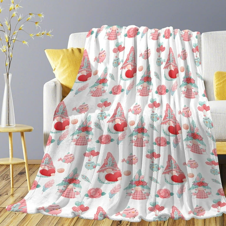 Valentine s Day Gnome Blanket Lightweight Cozy Super Soft Flannel