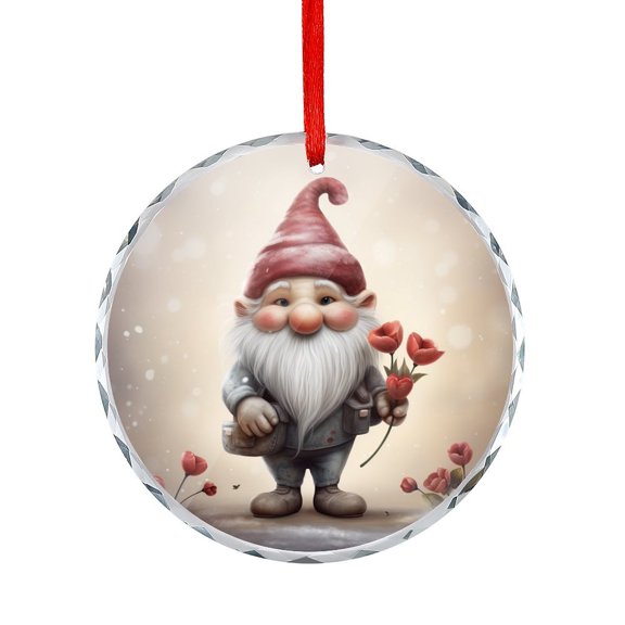 Valentine's Day Gnome Crystal Glass Christmas Ornament Spring Farmhouse Round Ornament Holiday Present Ideas