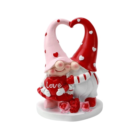 Valentine's Day Gnome Decor Set – Romantic Couple Statues with Hearts and Roses, Perfect for Home, Office, and Party Decorations to Create a Warm and Playful Atmosphere