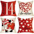 thumbnail image 1 of Valentine''s Day Gnome Decorative Throw Pillow Covers 18 x 18 Set of 4, Red Love Hearts February 14 Cushion Case Decor, Be Mine Anniversary Wedding Holiday Home Decoration for Sofa Couch, 1 of 5