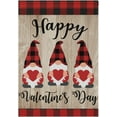 thumbnail image 1 of Valentine''s Day Gnome House Flag 28 x 40 Double Sided Red Buffalo Plaid Wooden Garden Yard Flags Welcome Outdoor Indoor Love Banner for Party Holiday Home Decorations, 1 of 5
