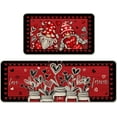 thumbnail image 1 of Valentine''s Day Gnome Kitchen Rugs Set of 2, Red Black Love Heart Mason Jar Love Forever Kitchen Mats Decor, Anniversary Wedding Holiday Floor Door Mat Home Decorations -17x29 and 17x47 Inch, 1 of 6