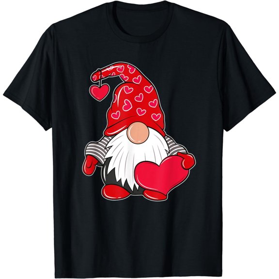Valentine's Day Gnome Love Holding Heart Funny T-Shirt