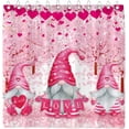 thumbnail image 1 of Valentine''s Day Gnome Shower Curtain Love Heart Pink Flower Tree Home Bathtubs Bathroom Curtain Decoration Set 12 Hooks Washable Durable Polyester Fabric 72"x72", 1 of 4