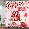 thumbnail image 1 of Valentine''s Day Gnome Shower Curtain, Spring Romantic Love Red Hearts Tree Decor Bath Curtains, Rose Flower Bear Gift Valentines with Hooks Fabric Seasonal Bathroom Sets 69X72Inch, 1 of 5