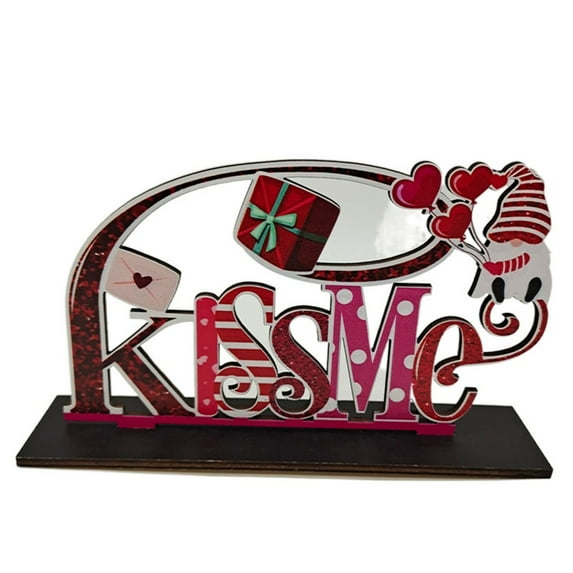 Valentine's Day Gnome Table Decorations Sign Wooden Table Centerpieces Red Love Heart Happy Valentines Day Decoration for Valentine Centerpiece Home Decor Dinner Table