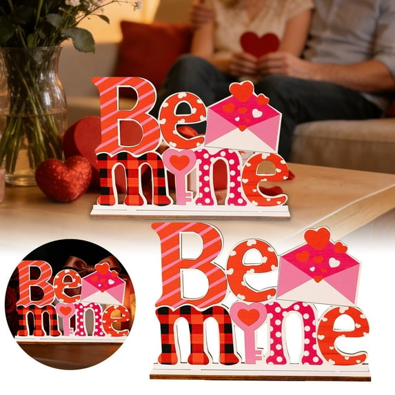 Valentine's Day Table Decorations Sign Wooden Table Centerpieces Red Love Heart Happy Valentines Day Decoration for Valentine Centerpiece Home Decor Dinner Table