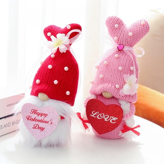 Valentine's Day Gnomes Plush Decor, Esho 1/2 Pack Mr & Mrs Handmade Tomte Swedish Gnome, Valentines Decorationes Home Table Elf Gnomes Ornaments, Valentine's Day Present