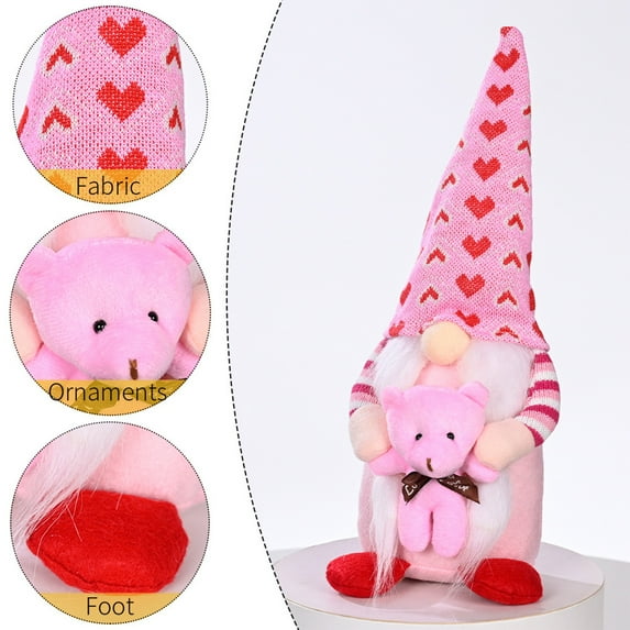 Valentine's Day Gnomes Plush Decor, Teddy Bear Handmade Tomte Swedish Gnome, Valentines Day Decor Home Table Ornaments, Valentines Gifts for Her Sweet Valentine's Present