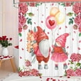 thumbnail image 1 of Valentine''s Day Gnomes Shower Curtain for Bathroom, Valentines Red Pink Romantic Love Heart Bath Curtains, Red Balloons Roses Decor Accessories with Hooks (36X72), 1 of 6