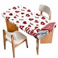thumbnail image 1 of Valentine's Day Gnomes Table Cloths for 4 Foot Rectangle Tables, Love Heart Red Patio Waterproof Elastic Fitted Tablecloths, Washable Rectangular Table Cover for Camping, 1 of 8