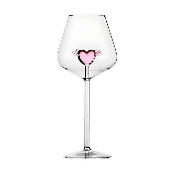 Valentine's Day Goblet with Gift Boxes, Red Wine Glasses with Heart Decor, Universal Wine Glass for Red and White Wine, Dishwasher Safe