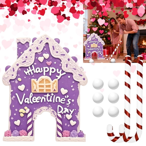 Valentine's Day Golf Set for Couples - Wooden Golfing Game for Date Night, Gift for Him & Her, Romantic Sports Activity with Putter & Balls