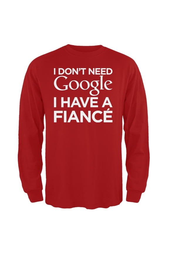 Valentine's Day Google Fiance Red Adult Long Sleeve T-Shirt - Small