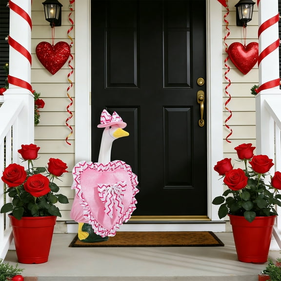 Valentine's Day Goose Clothes for Lawn & Garden Decor - Durable Polyester Outdoor Decoration for Porch, Patio, Geese Statue, Festive Holiday Display & Gift