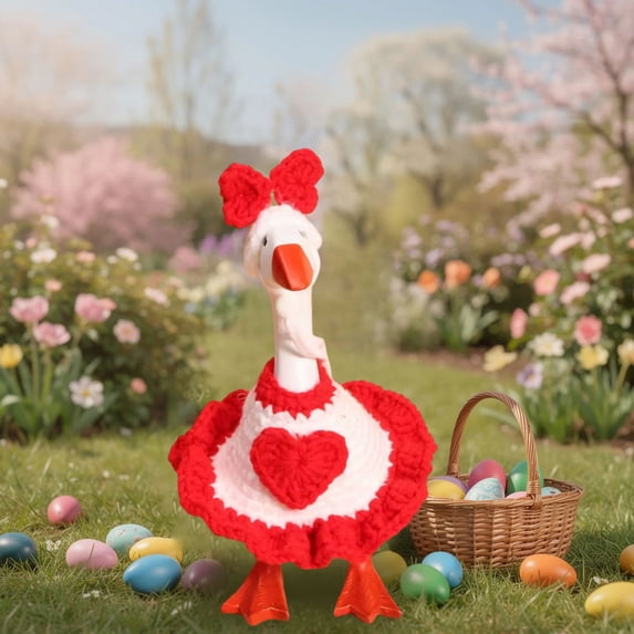 Valentine's Day Goose Outfit,Desktop Goose Costume,Heart Porch Goose-Clothes Fits,Cute Geese Decor Accessories,Spring Holiday Decor For Desktop Statues And Home Table,Pink