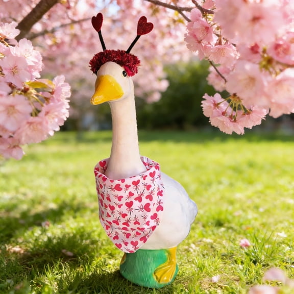 Valentine's Day Goose Outfits Porch Goose Clothes Fits 23" Cement Plastic Goose Statue for St. Patrick's Day Outdoor Garden Lawn Yard Patio Art Decor