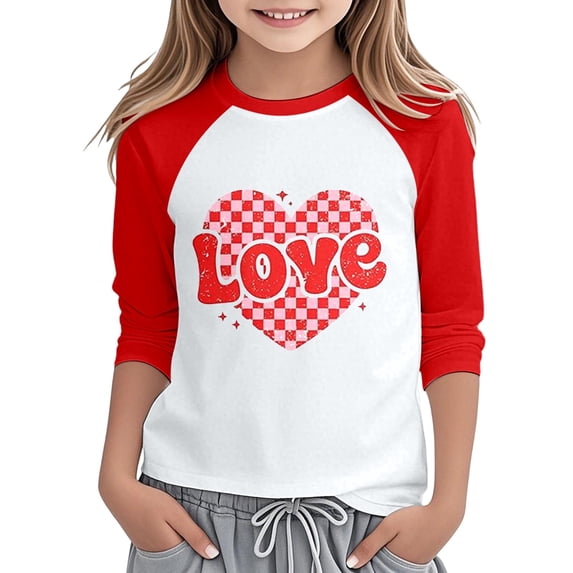 Valentine's Day Graphic Long Sleeve Top For Girls Fashion Cute Casual Blouse With Unique Print Design