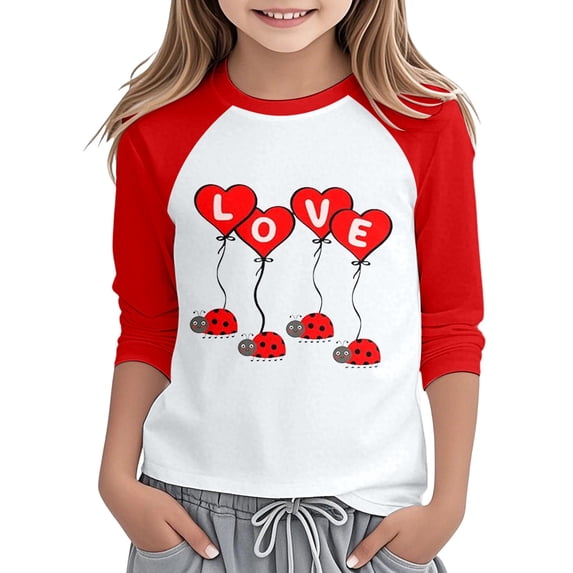 Valentine's Day Graphic Long Sleeve Top For Girls Fashion Cute Casual Blouse With Unique Print Design