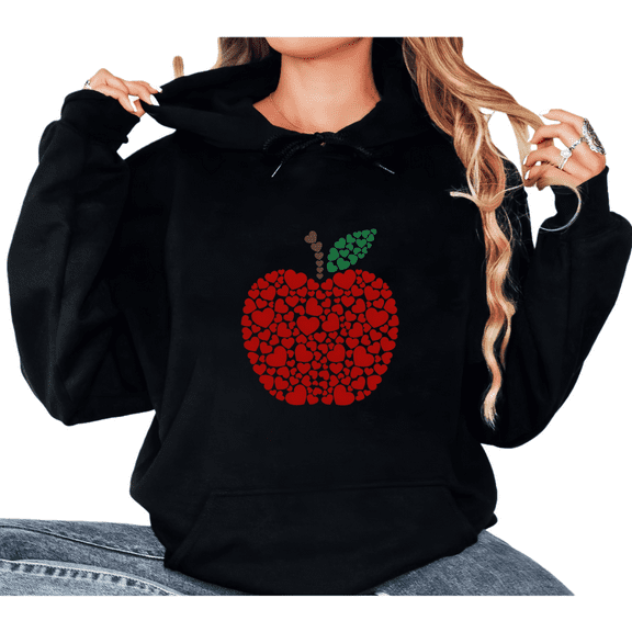 Valentine's Day Graphic Sweatshirt Print hoodie Sweatshirt Black s - 2xl Sweet Apple Hearts Tops