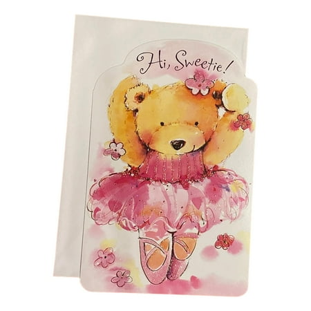 Valentine's Day Greeting Card for Girl - Hi, Sweetie! - Sparkling Glitter; Bear