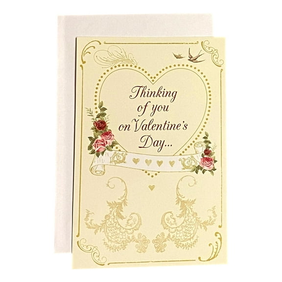 Valentine's Day Greeting Card for Loved Ones, Friends and Family - Thinking of you on Valentine's Day...; Hearts, Flowers