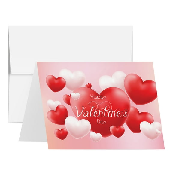Valentine's Day Greeting Cards & Envelopes - Pack of 25 (4.5 x 6)
