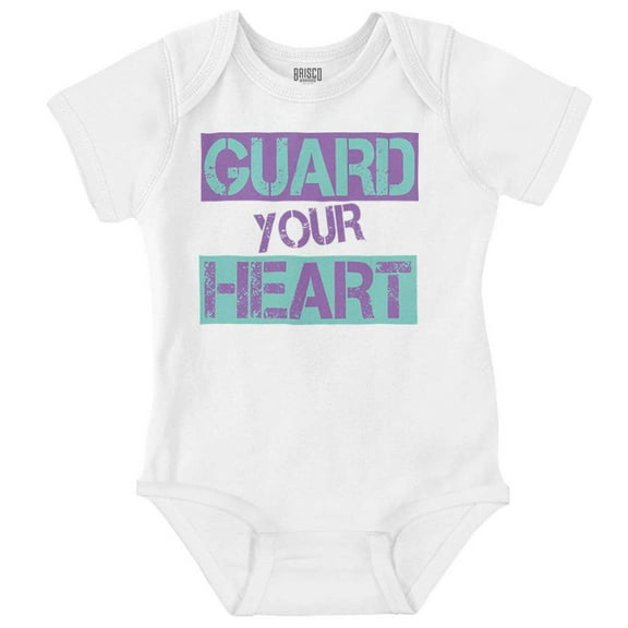 Valentine's Day Guard Your Heart Romper Boys or Girls Infant Baby Brisco Brands NB