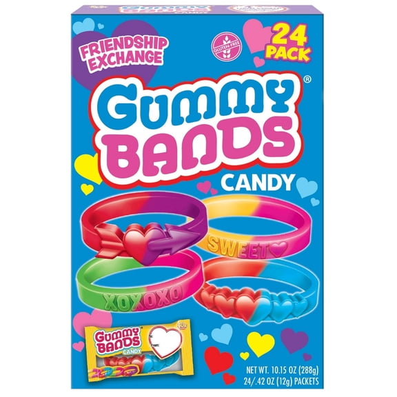 Valentine's Day Gummy Bands 24 count Box - Nut-Free & Gluten-Free Candy