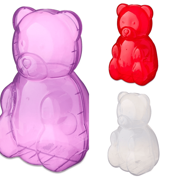 Valentine’s Day Gummy Bear Container, Clear Bear-Shaped Plastic Candy Jar, 16 Inch Large Gift & Party Favor Container for Valentine Displays