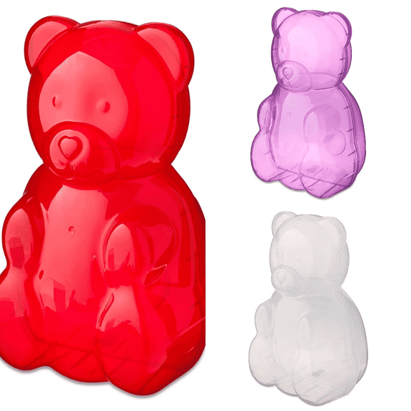 Valentine's Day Gummy Bear Container, Clear Bear-Shaped Plastic Party Candy Jar, 12 Inch Large Gift & Party Favor Container for Valentine Displays
