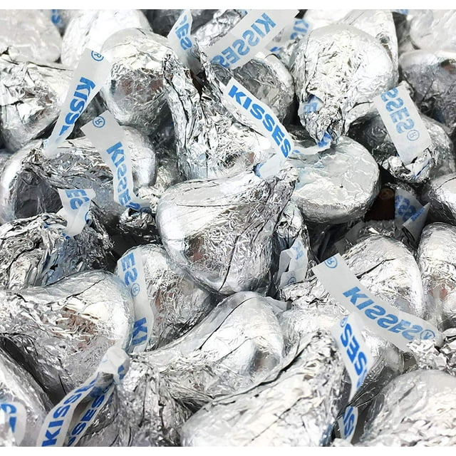 Valentine's Day HERSHEY'S KISSES Milk Chocolate Silver Foils Wrap Candy