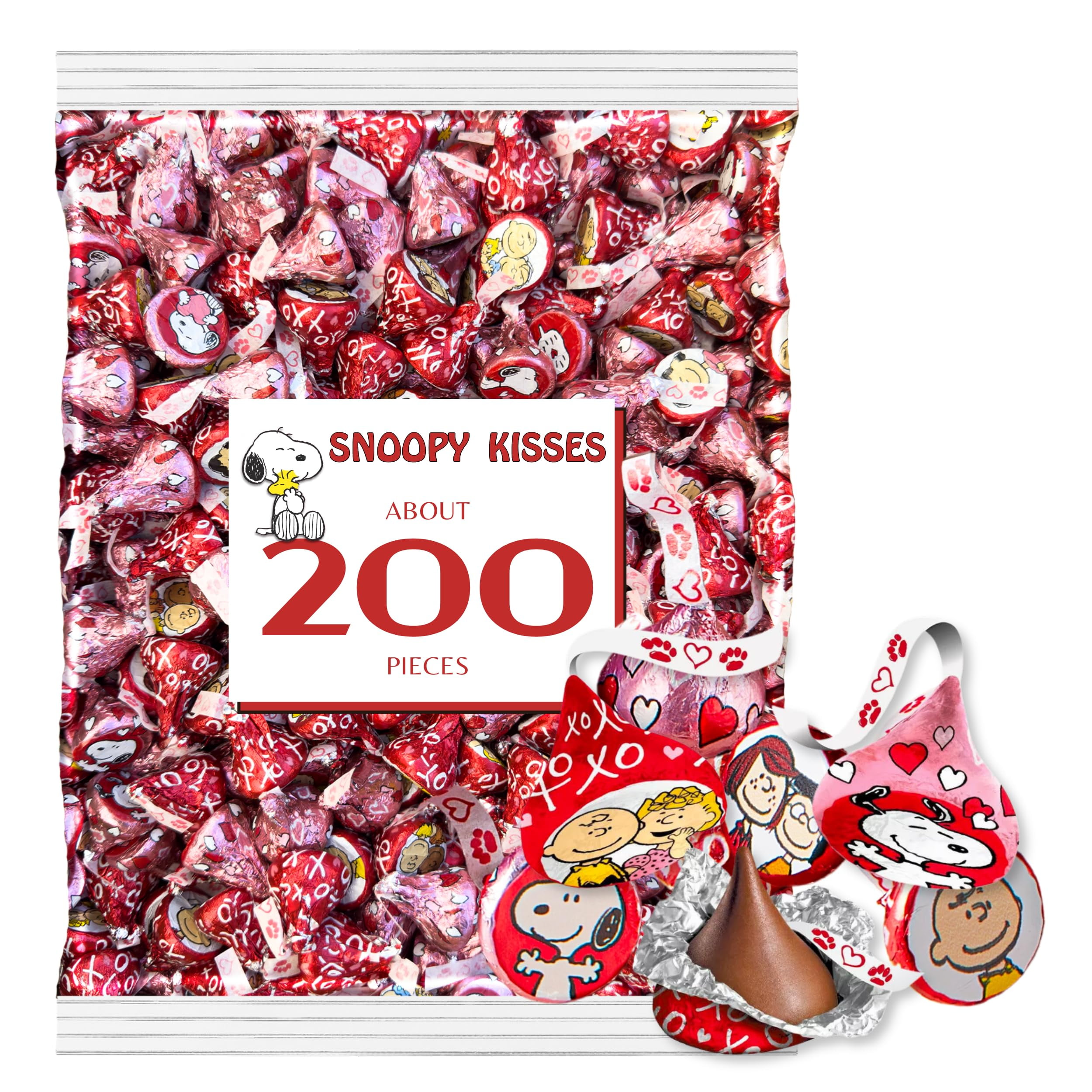 Valentineâ€™s Day HERSHYS Kisses Snoopy, Milk Chocolate 2 Pound Bulk Bag, Romantic Gift, Individually Wrapped