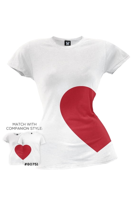 Valentine's Day - Half Heart Juniors T-Shirt - Small