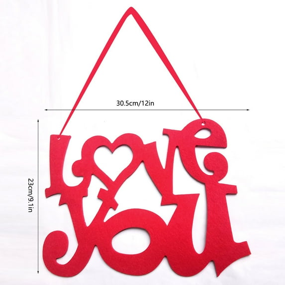 Valentine's Day Hanging Decorations - Happy Valentine's Fabric Heart Garlan, Valentine Red Love Heart Shape Wall Hanging Sign for Home Party Wall Door Romantic Decor