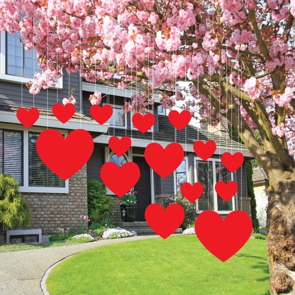 Valentine's Day Hanging Hearts Decorations (Set of 15)
