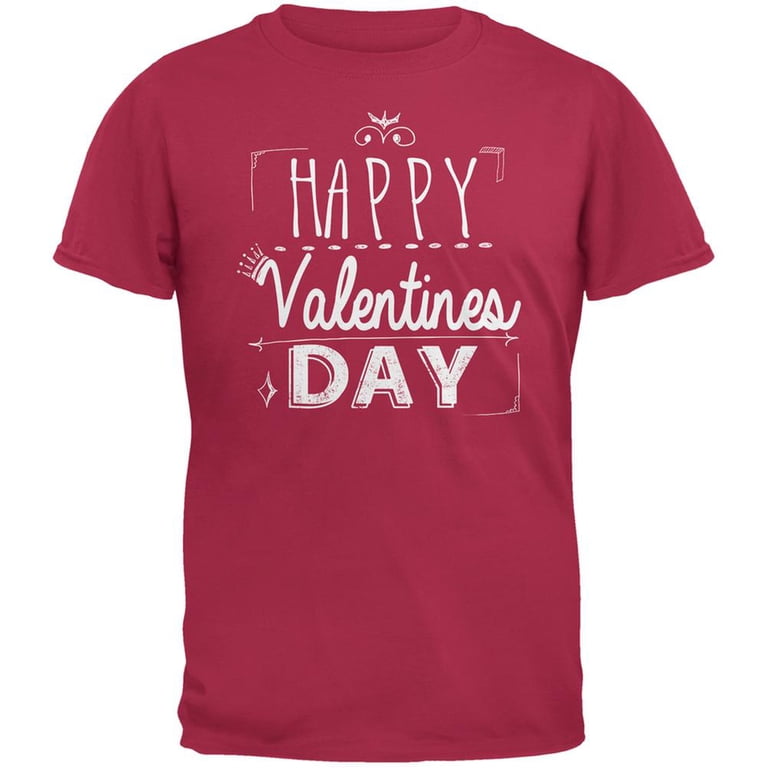 Valentine's Day - Happy Valentines Day Sign Red Adult T-Shirt - 3X