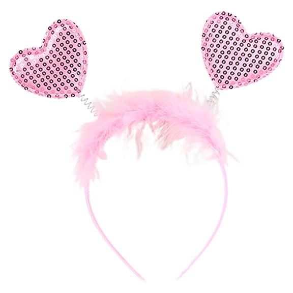 Valentine's Day Headband for Women, Handmade Headbands for Women, Elastic Creative Hair Bow Headband Cute Hairband Cosplay Headpiece Headwear, 1Pc, Multicolor & Multi-Design(Pink,7.8x6.3")