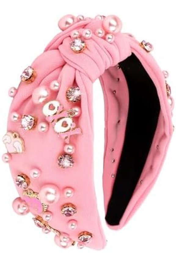 Valentine's Day Headband For Women Sparkling Rhinestone Hairband Love Heart XOXO Decorations Knotted Headband Jeweled Wide Headpiece Valentines Hair Accessories Party