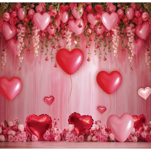 Valentine’s Day Heart Balloon Tapestry Wall Hanging, Romantic Pink Love Decorative Tapestry for Home and Party Decor