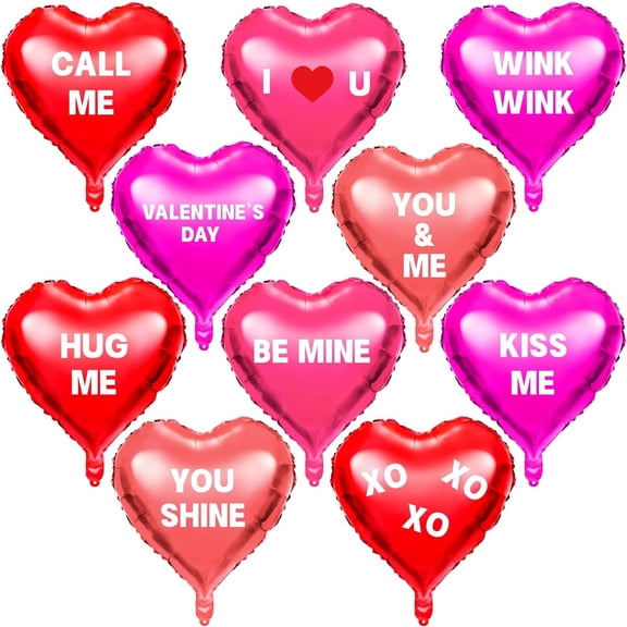 Valentine's Day Heart Balloons, Valentines Day Decorations Foil Heart Balloons, XOXO Love Balloons for Valentines Day Propose Marriage Wedding Anniversary Backdrop Birthday Party