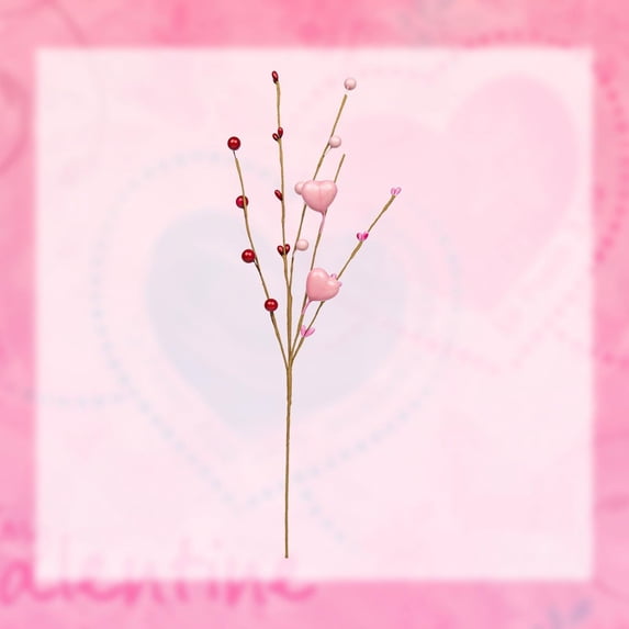 Valentine’s Day Heart Berry Picks – 24 Pack Pink Foam Heart with Red Berries, Romantic Table Centerpiece, Wedding Anniversary Decorations, Candlelight Dinner, DIY Valentine Craft 17in/43cm(1pc)
