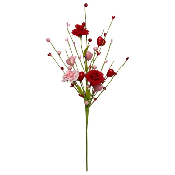 Valentine's Day Heart Berry Stems Decor - 18 Inch Artificial Valentine Sprays and Picks for Valentine Vase Filler, Floral Arrangements & Valentine's Decor