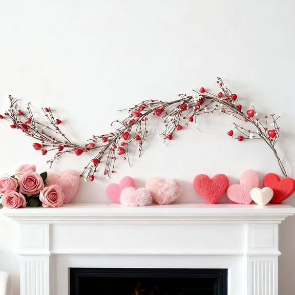 Valentine’s Day Heart Berry Vines – 150cm Artificial Red Fruit Garland for Home Décor, Flower Arrangements, Parties, Weddings & Living Room Decoration