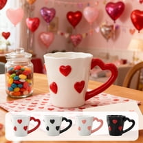 Valentine's Day Heart Ceramic Couple Mug - Romantic Coffee/Tea Cup for Couples, Top Valentine Pick, Festive Winter Holiday Mug for Home & Office, Perfect Gifting Essential, Red