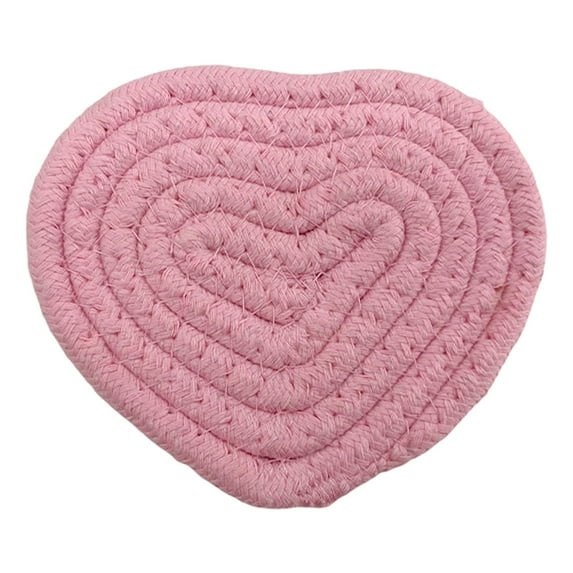 Valentine's Day Heart Coasters, Binkne Heart Handmade Cotton Coasters - Cute Valentine's Drink Accessories for Home, Restaurant, Tea, Coffee Bar Decoration