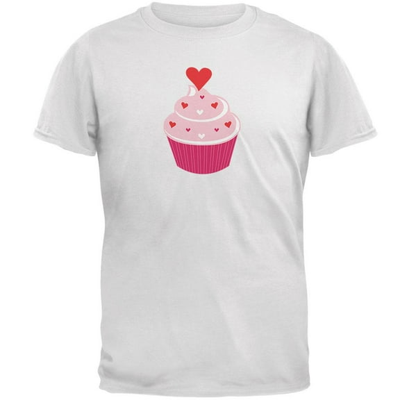 Valentine's Day Heart Cupcake White Adult T-Shirt - 2X-Large